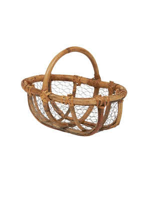  Vintage 1940s French Wood and Wire Orchard Basket Weston Table 