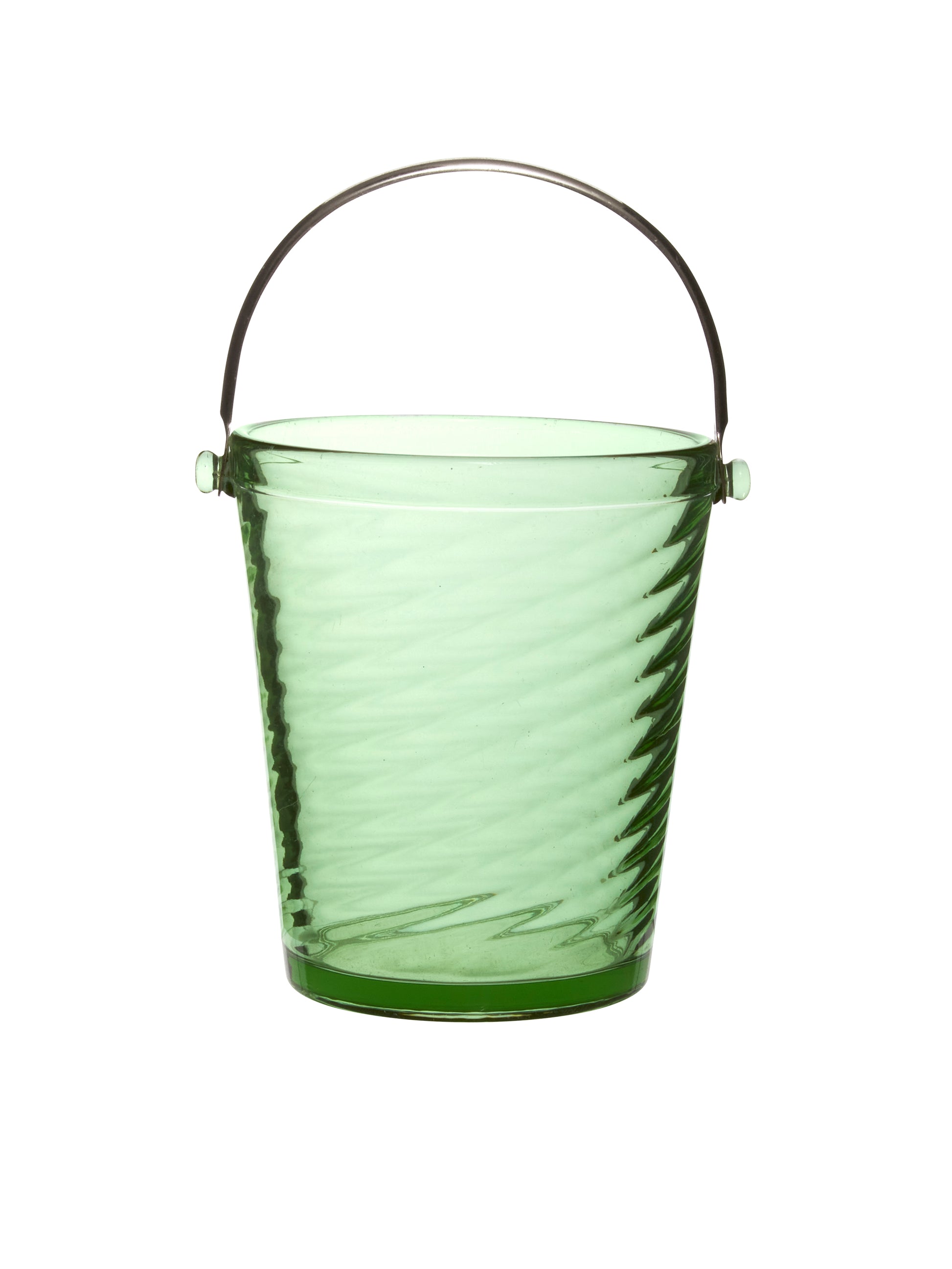 Vintage 1940s Green Optic Swirl Ice Bucket Weston Table
