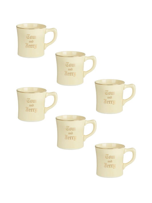 Vintage 1940s Homer Laughlin Tom & Jerry Punch Bowl Set Mugs Set of Six Weston Table