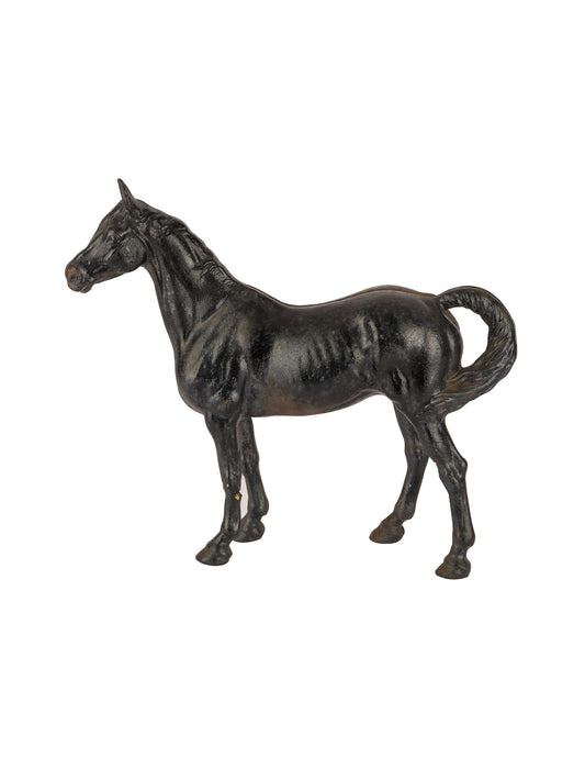 Vintage 1940s Hubley Black Thoroughbred Cast Iron Doorstop Weston Table