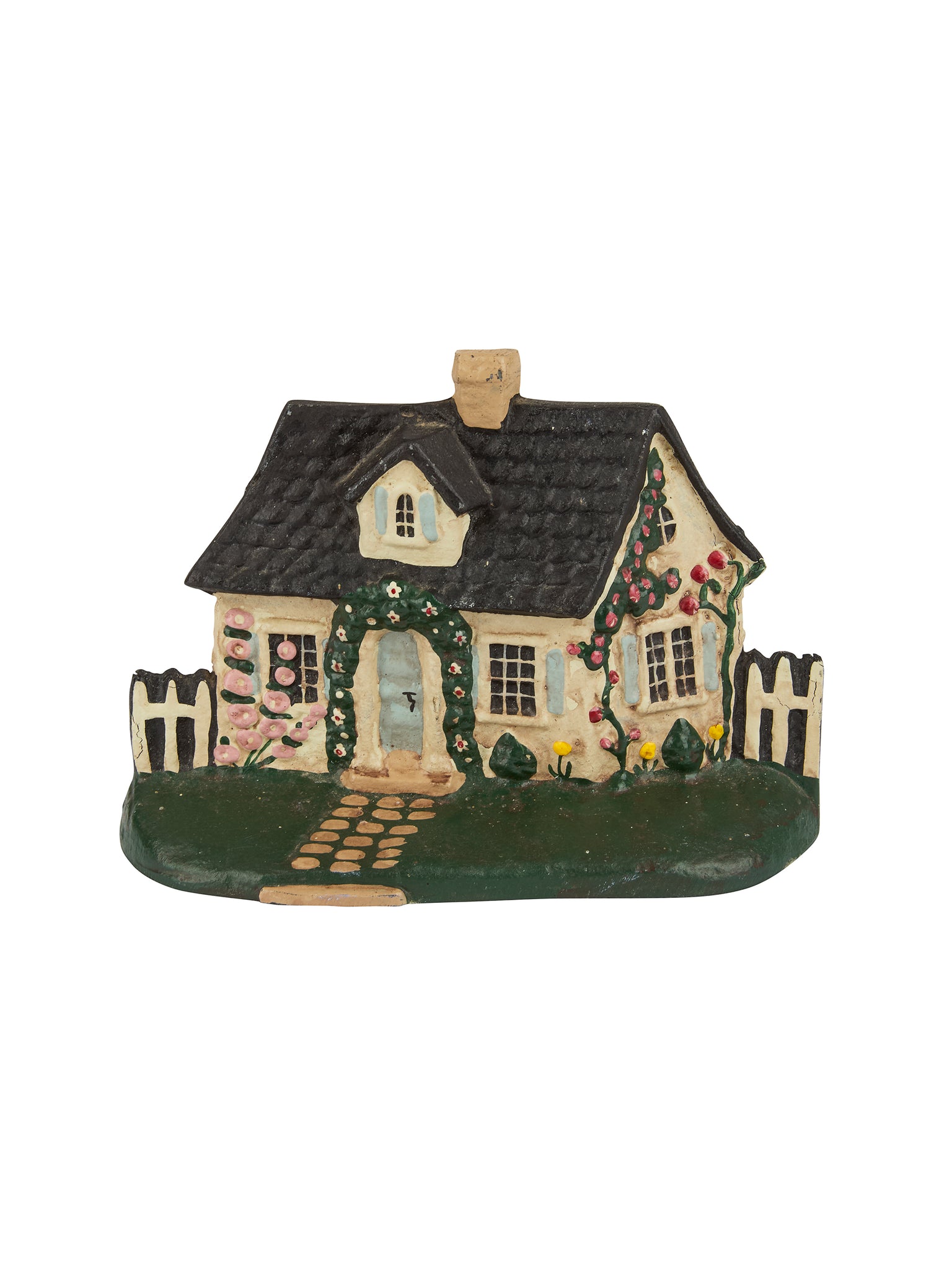 Vintage 1940s John Wright Rose Blue Cottage Doorstop Weston Table
