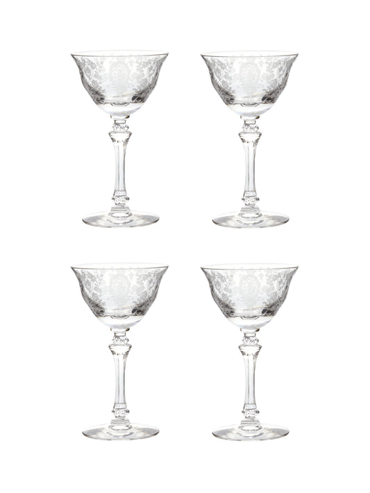 Vintage 1940s June Night Champagne Coupes Set of Four Weston Table