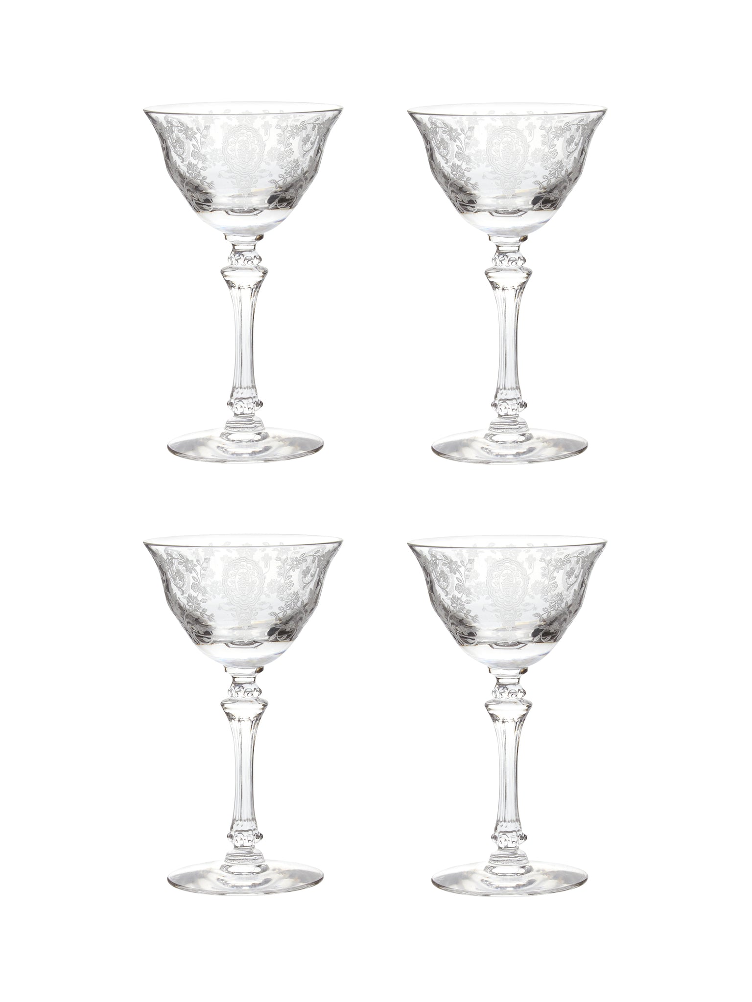 Vintage 1940s June Night Champagne Coupes Set of Four Weston Table