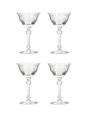  Vintage 1940s June Night Champagne Coupes Set of Four Weston Table 