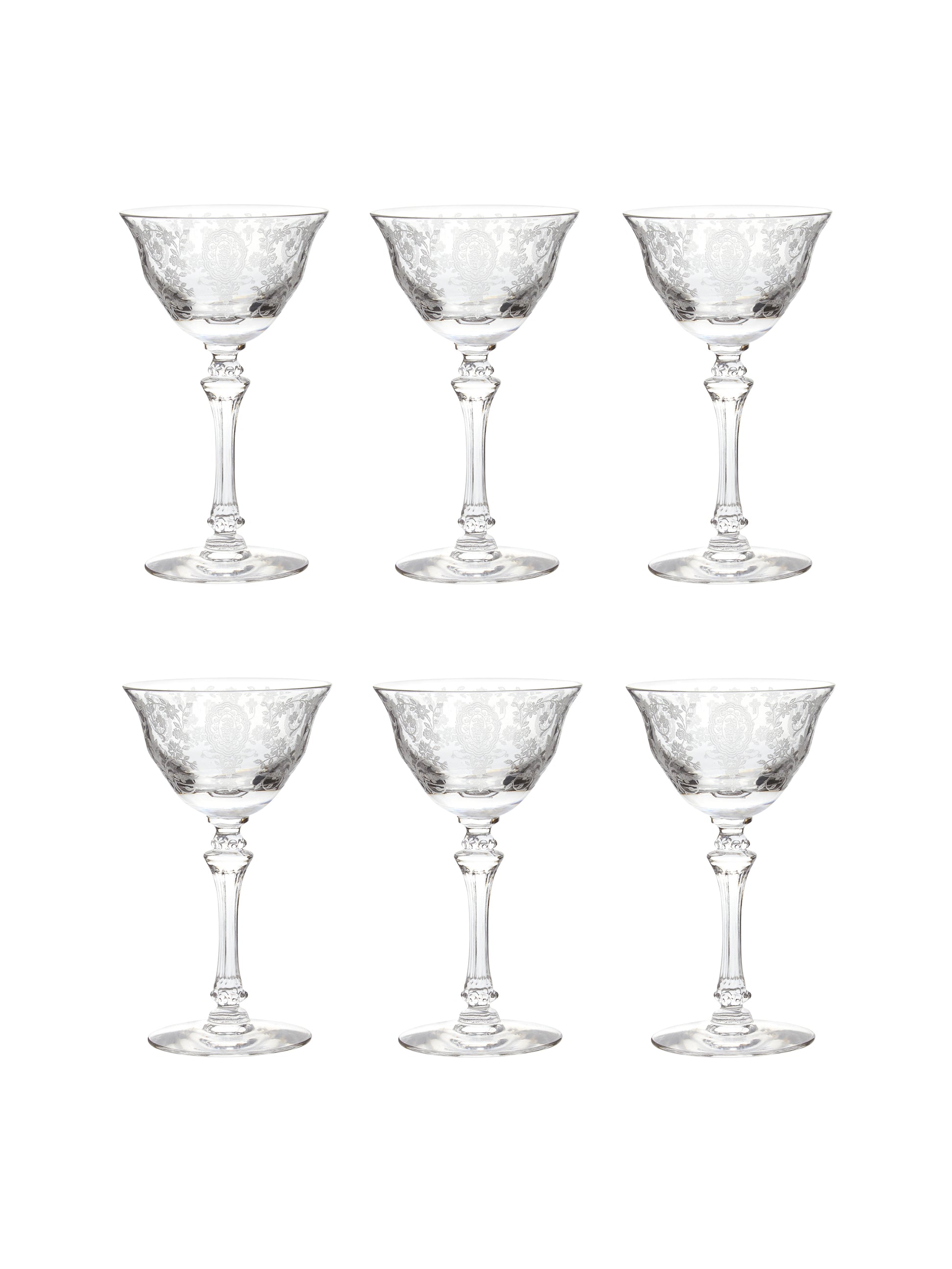 Vintage 1940s June Night Champagne Coupes Set of Six Weston Table