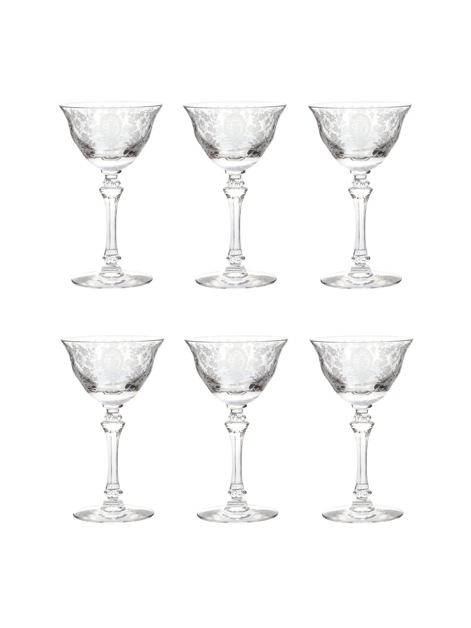 Vintage 1940s June Night Champagne Coupes Set of Six Weston Table