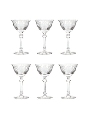  Vintage 1940s June Night Champagne Coupes Set of Six Weston Table 