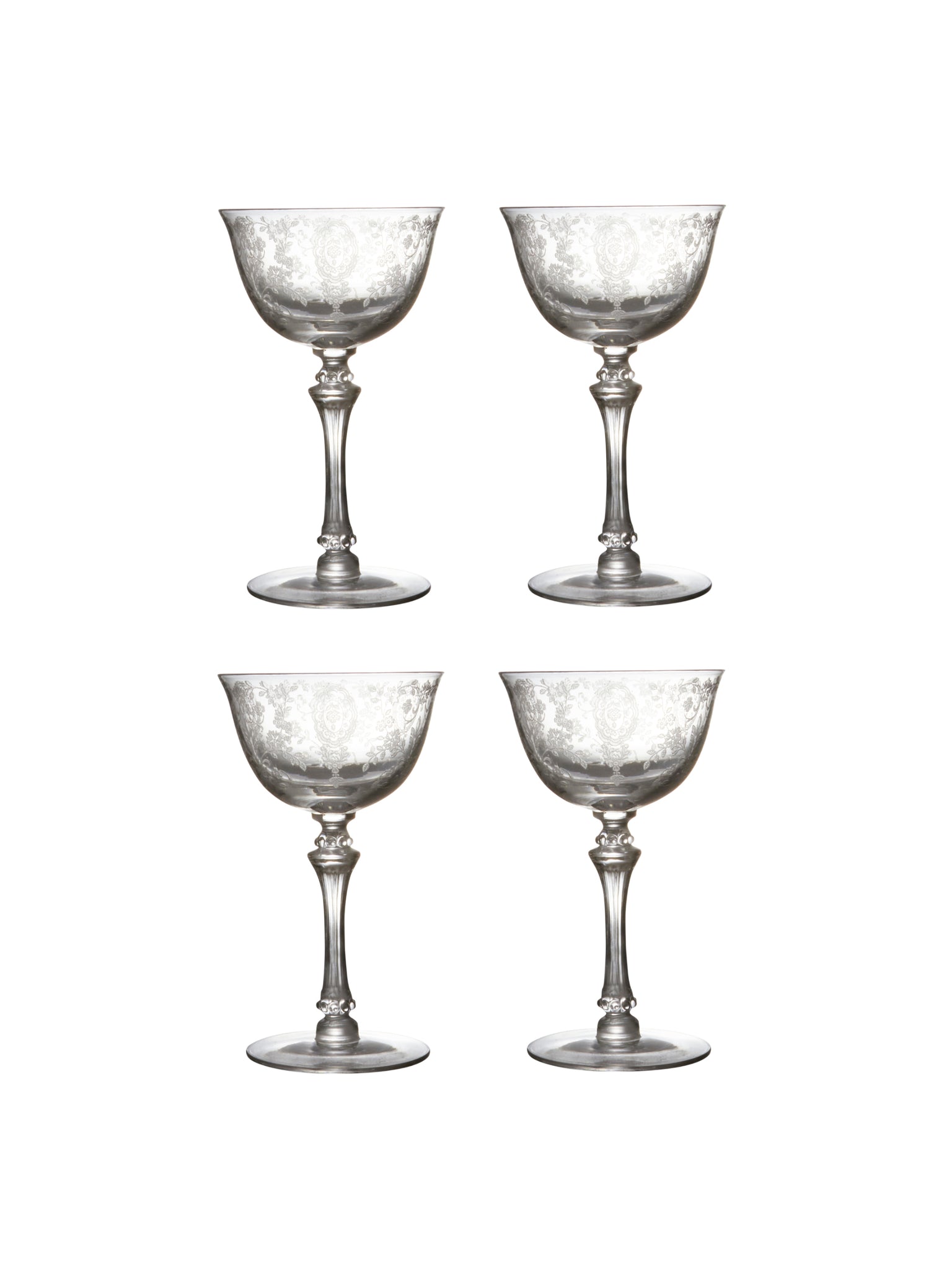 Vintage 1940s June Night Small Cocktail Glasses Set of Four Weston Table