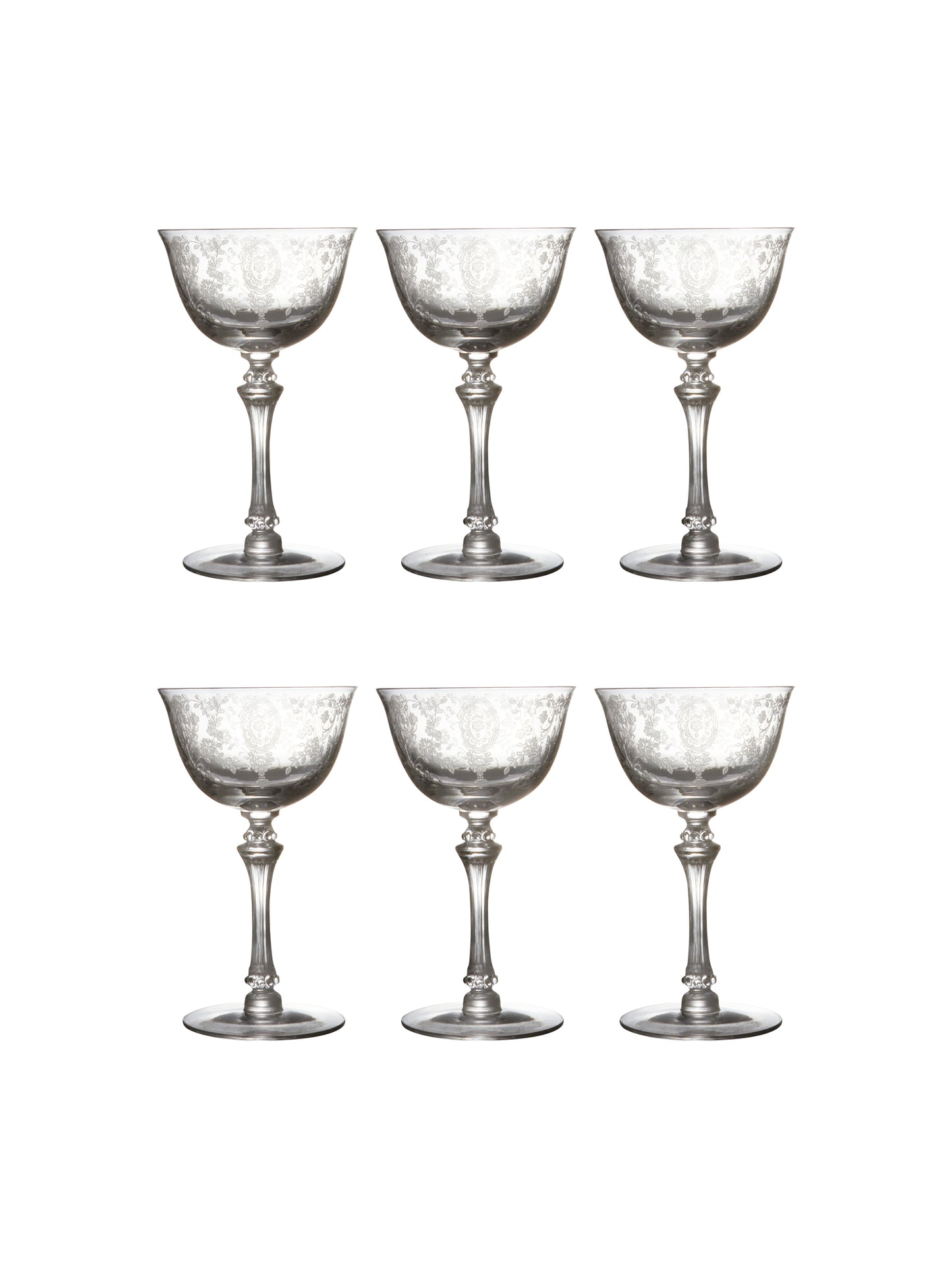 Vintage 1940s June Night Small Cocktail Glasses Set of Six Weston Table