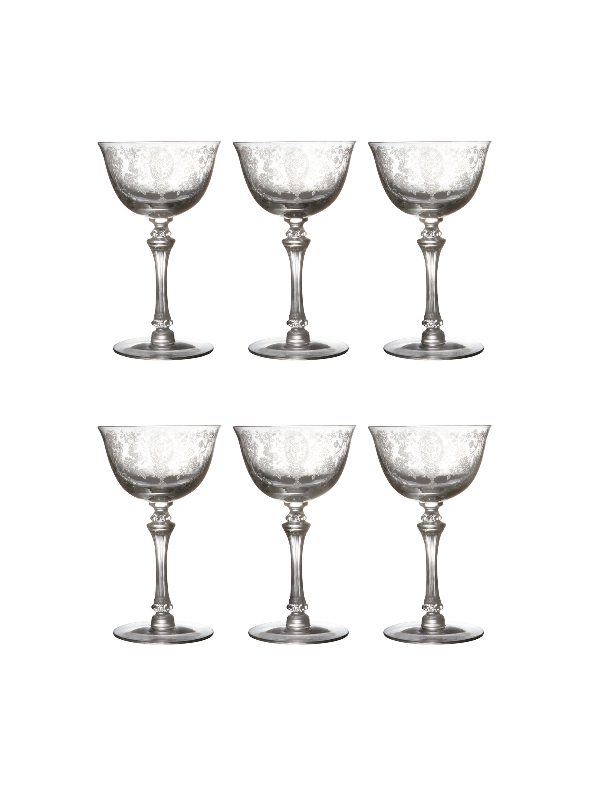 Vintage 1940s June Night Small Cocktail Glasses Set of Six Weston Table