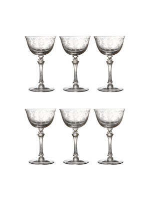  Vintage 1940s June Night Small Cocktail Glasses Set of Six Weston Table 