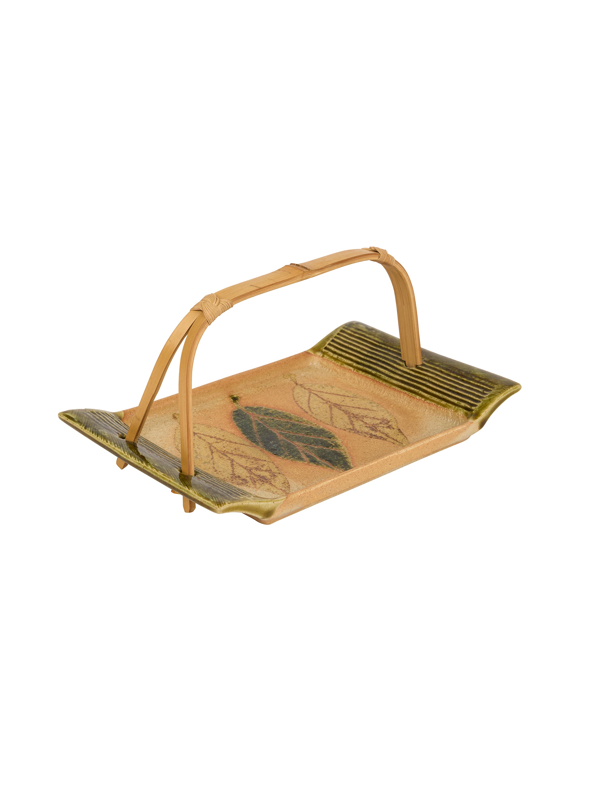 Vintage 1940s Kato Haji Bamboo Handled Tray Weston Table