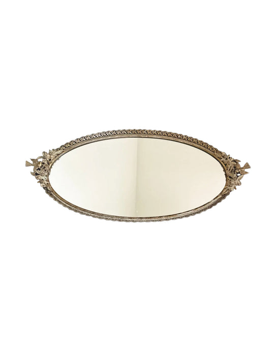 Vintage 1940s  Matson Gilded Bronze Dogwood Mirror Tray Weston Table