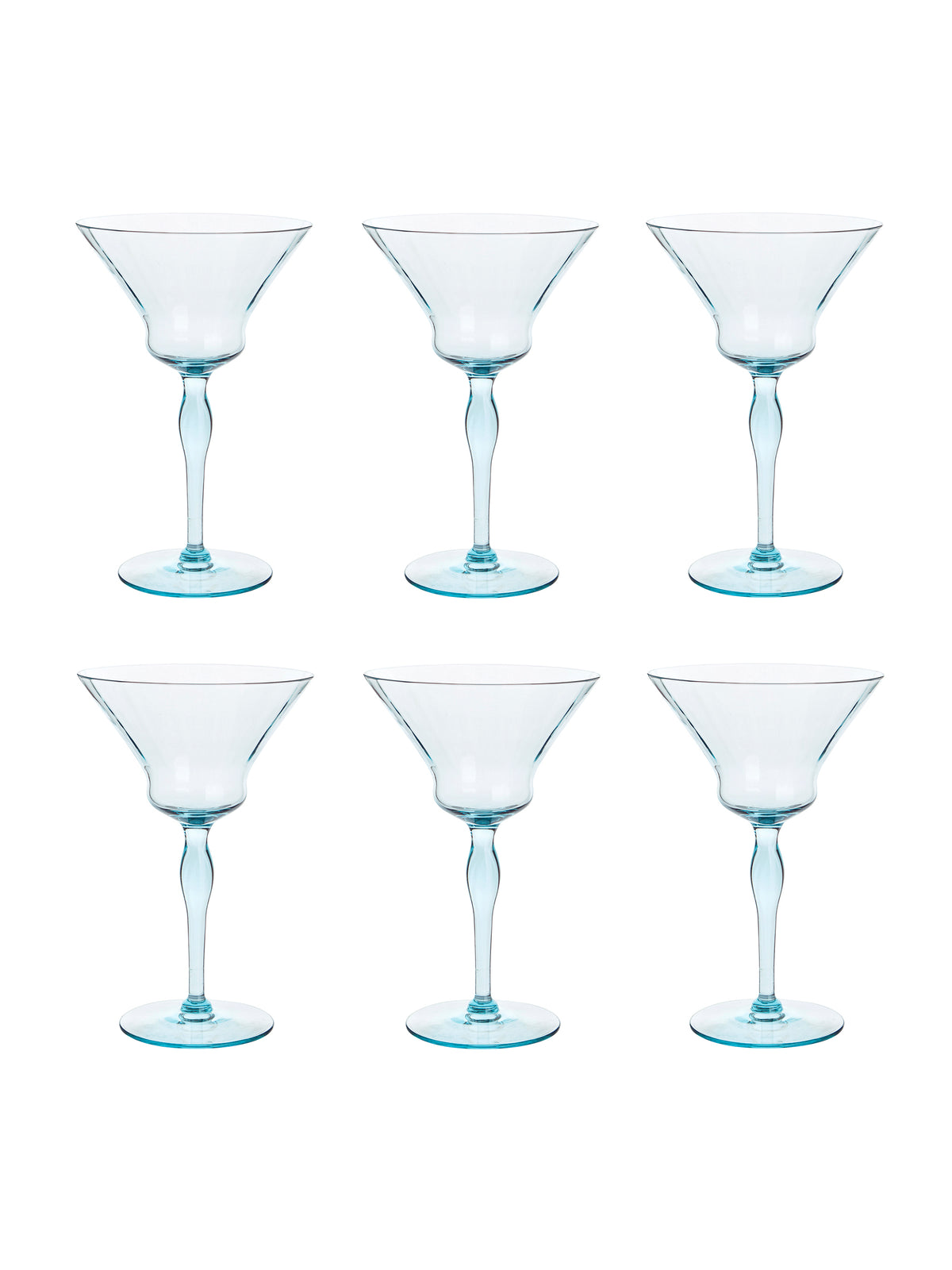 Vintage 1940s Morgantown Aqua Cocktail Coupes Set of Six Weston Table