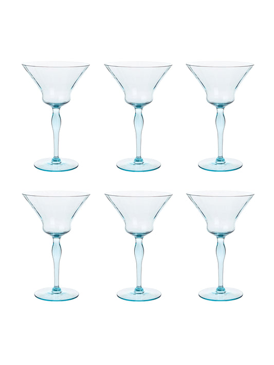 Vintage 1940s Morgantown Aqua Cocktail Coupes Set of Six Weston Table