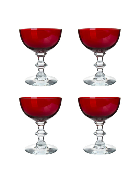 Vintage 1940s Morgantown Radiant Ruby Cocktail Coupes Weston Table