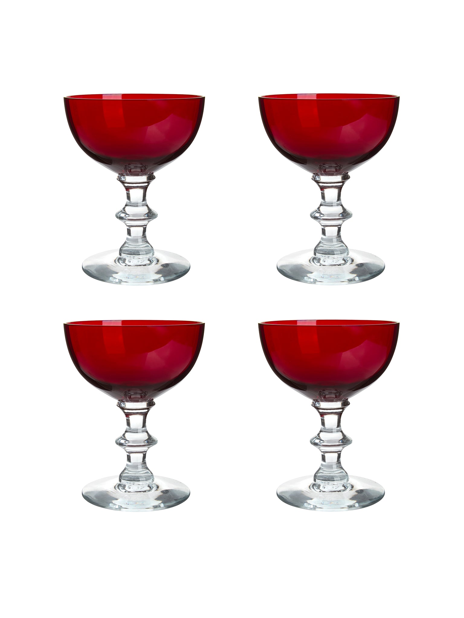 Vintage 1940s Morgantown Radiant Ruby Cocktail Coupes Weston Table