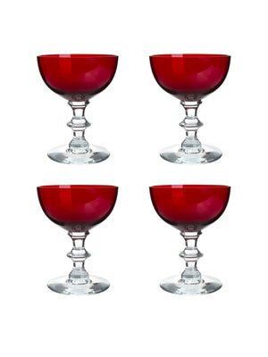  Vintage 1940s Morgantown Radiant Ruby Cocktail Coupes Weston Table 