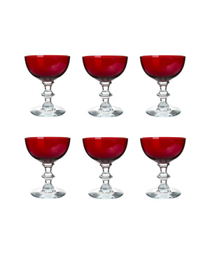  Vintage 1940s Morgantown Radiant Ruby Cocktail Coupes Weston Table 