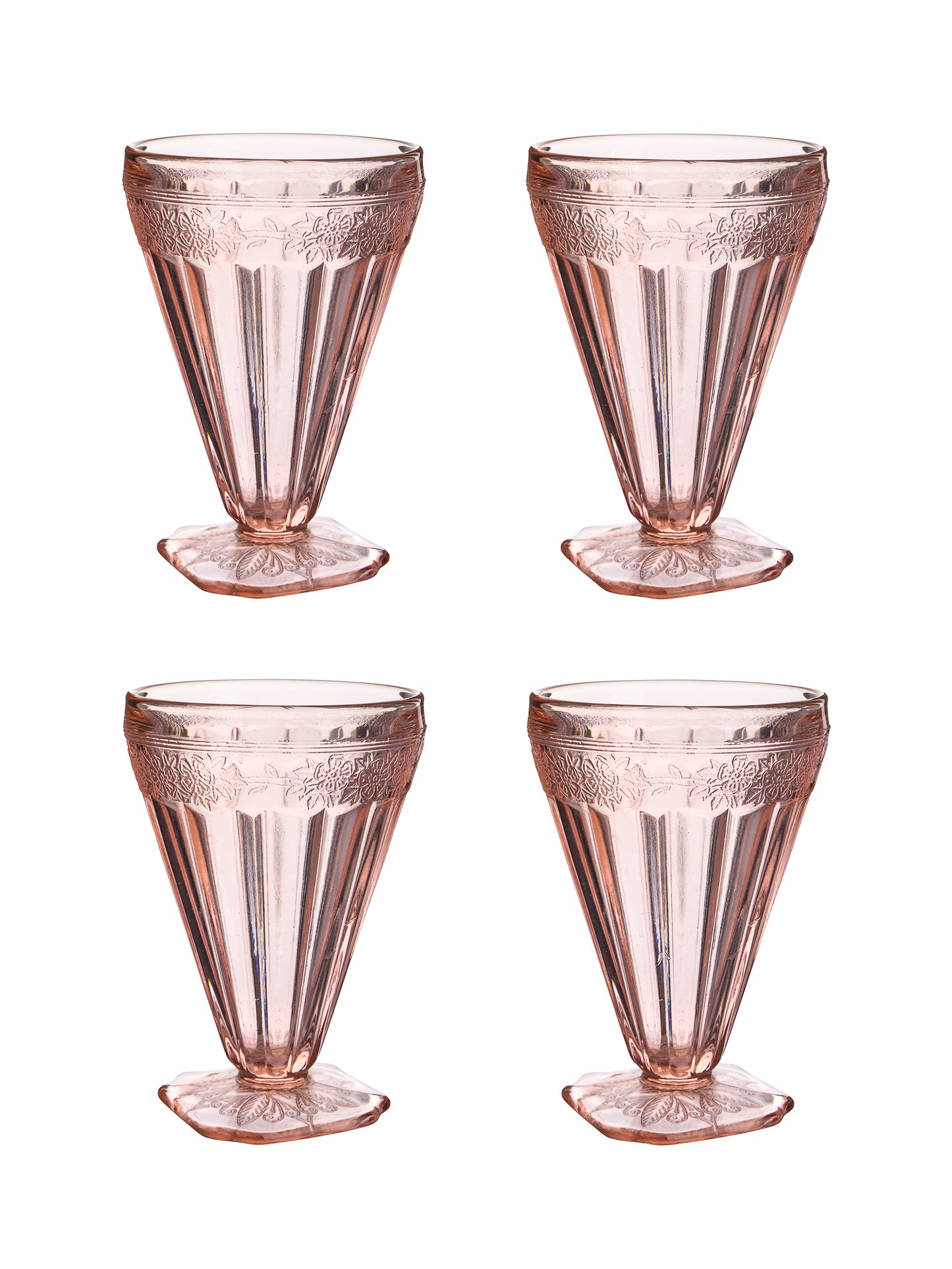 Vintage 1940s Pink Adam Footed Tumblers Set of Four Weston Table