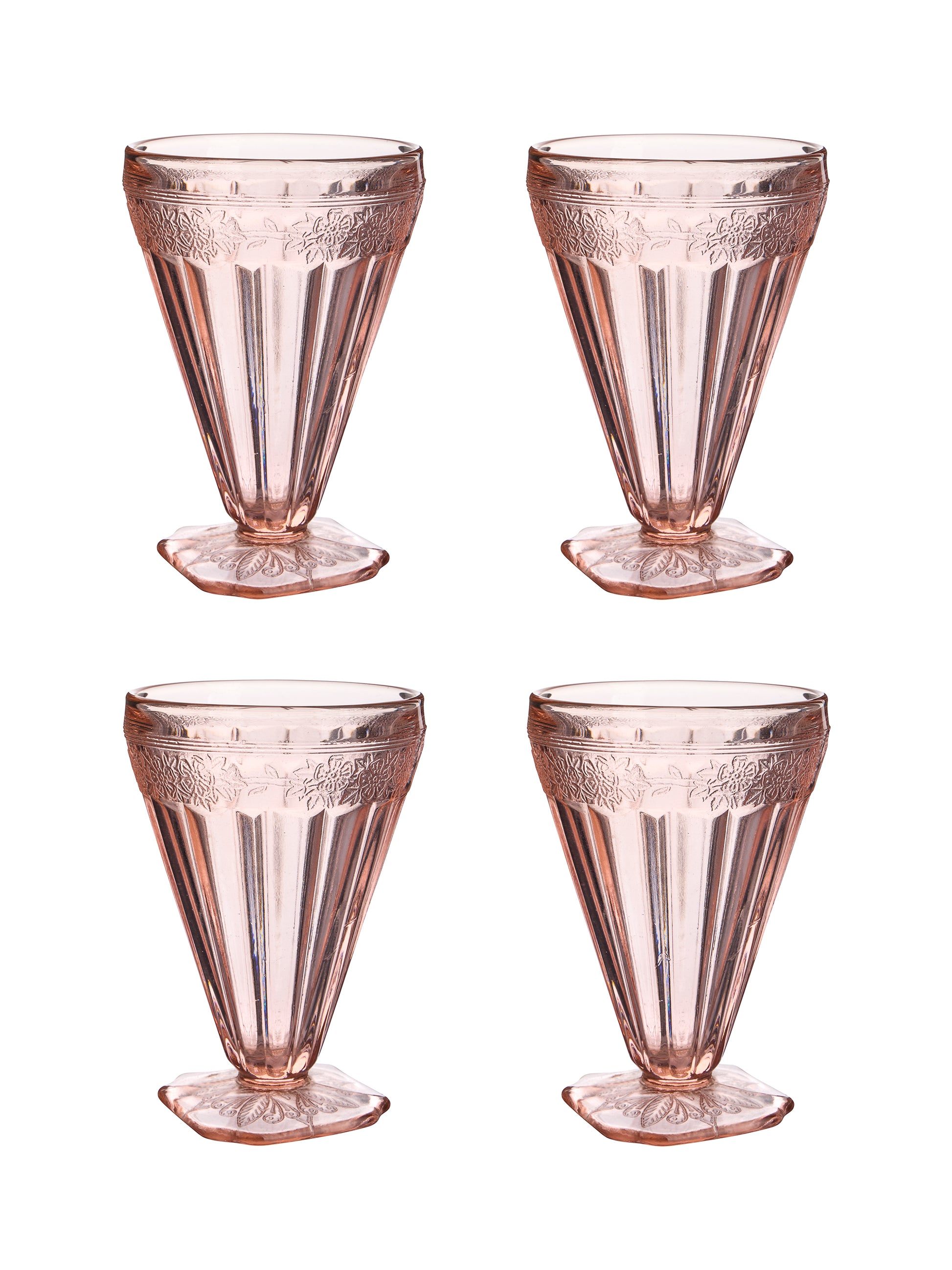 Vintage 1940s Pink Adam Footed Tumblers Set of Four Weston Table