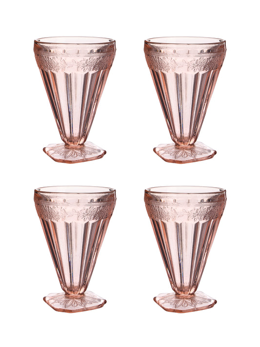 Vintage 1940s Pink Adam Footed Tumblers Set of Four Weston Table