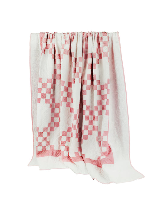 Vintage 1940s Pink Checkered Quilt with Pink Border Weston Table