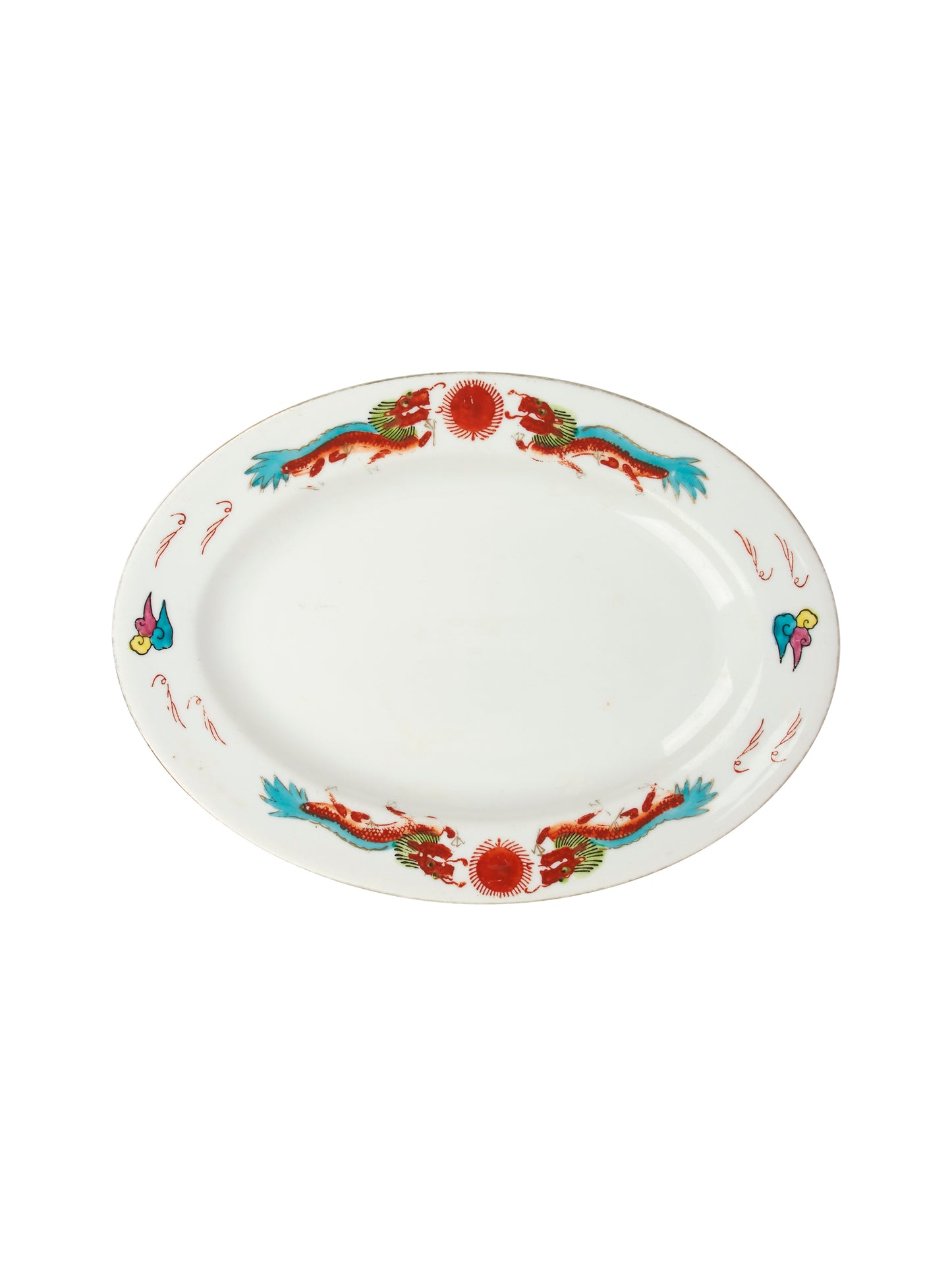 Vintage 1940s Red Dragon Oval Serving Platter Weston Table