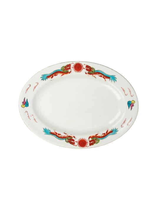 Vintage 1940s Red Dragon Oval Serving Platter Weston Table