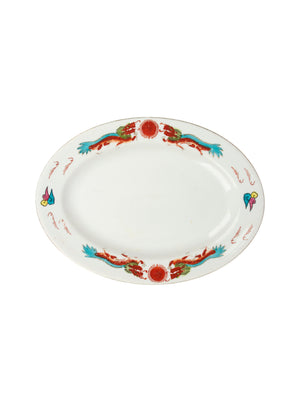  Vintage 1940s Red Dragon Oval Serving Platter Weston Table 