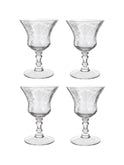 Vintage 1940s Rose Point Cambridge Etched Oyster Glasses Set of Four Weston Table