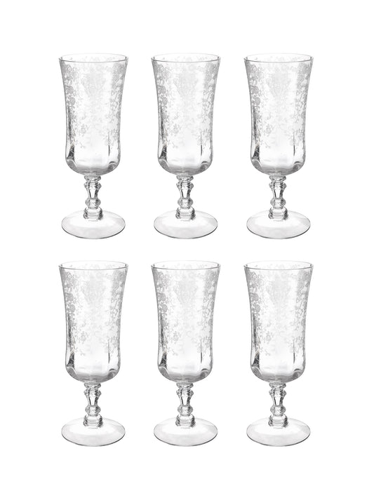 Vintage 1940s Rose Point Cambridge Etched Parfait Glasses Weston Table