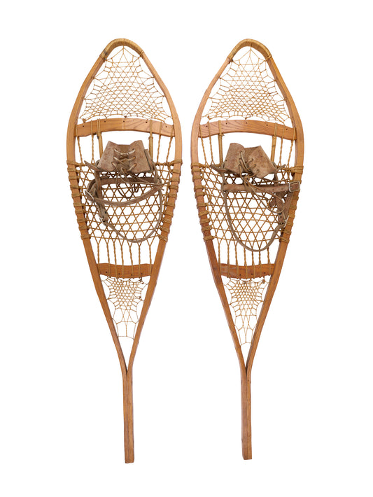 Vintage 1940s Snowshoes with Leather Shoe Bindings Weston Table