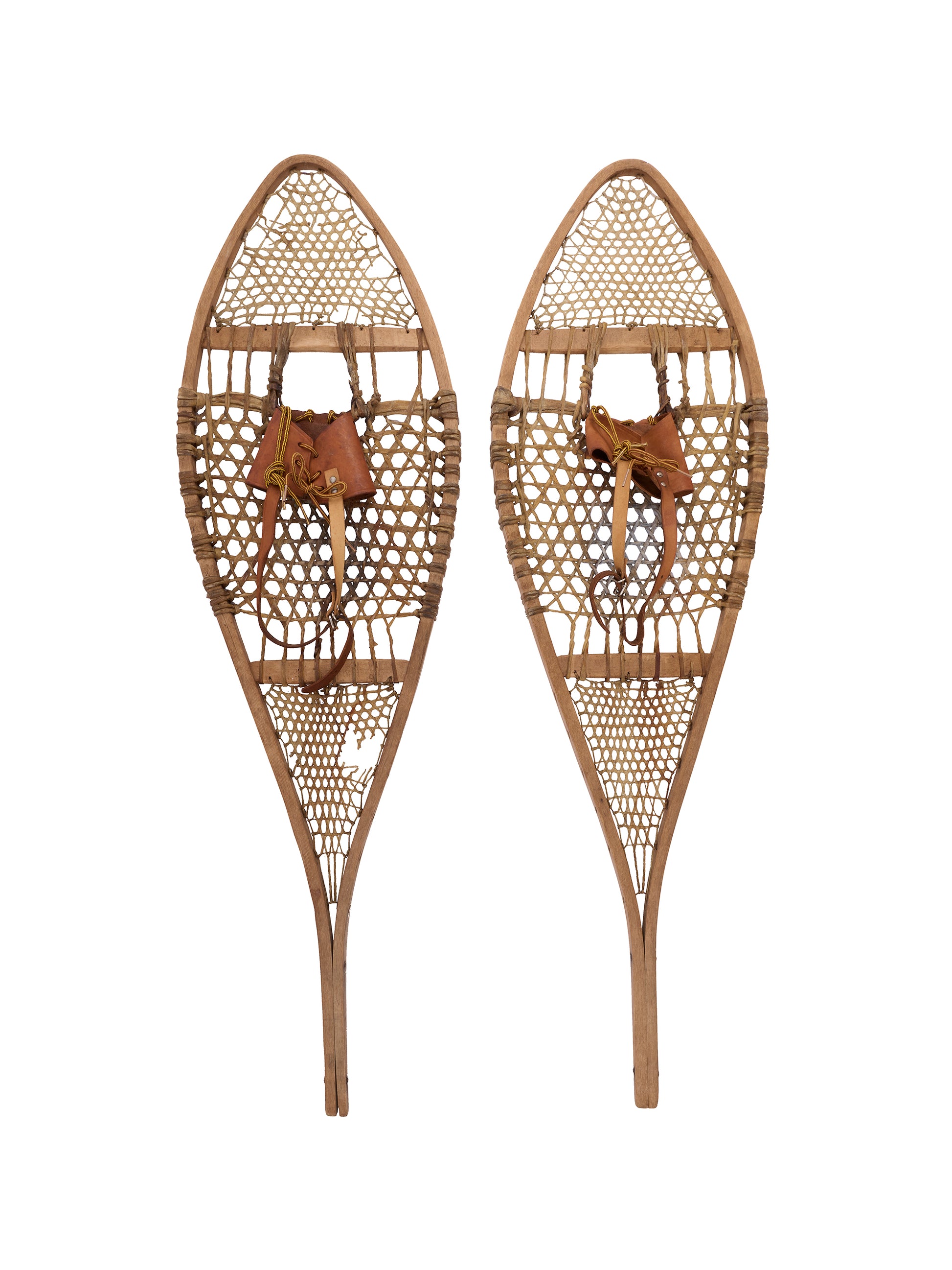 Vintage 1940s Snowshoes with Leather Shoe Bindings Weston Table