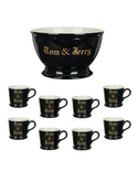 Vintage 1940s Tom & Jerry Black Punch Bowl Set One Weston Table