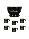 Vintage 1940s Tom & Jerry Black Punch Bowl Set Three Weston Table
