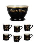Vintage 1940s Tom & Jerry Black Punch Bowl Set Two Weston Table