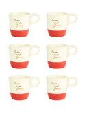 Vintage 1940s Tom & Jerry Ivory with Gold Lettering Punch Bowl Set Mugs Set of Six Weston Table
