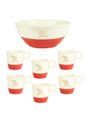Vintage 1940s Tom & Jerry Ivory with Gold Lettering Punch Bowl Set Weston Table