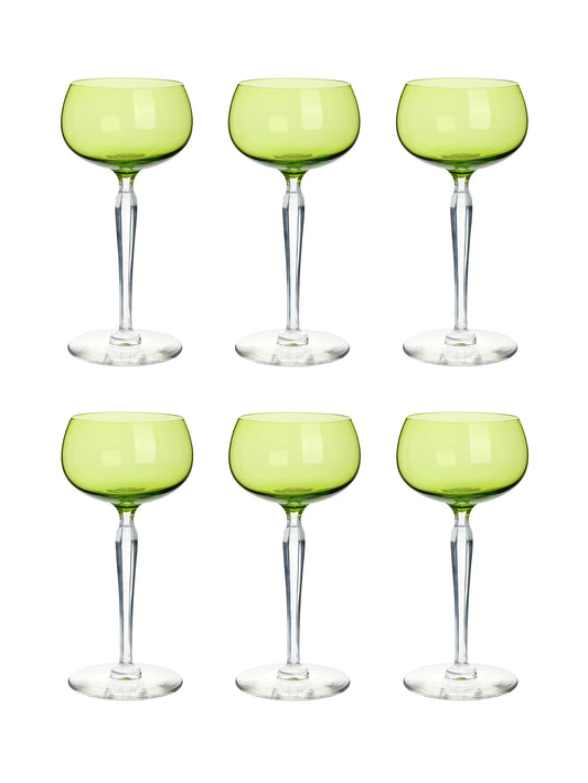 Vintage 1940s Val Saint Lambert Chartreuse Cocktail Glasses Set of Six Weston Table