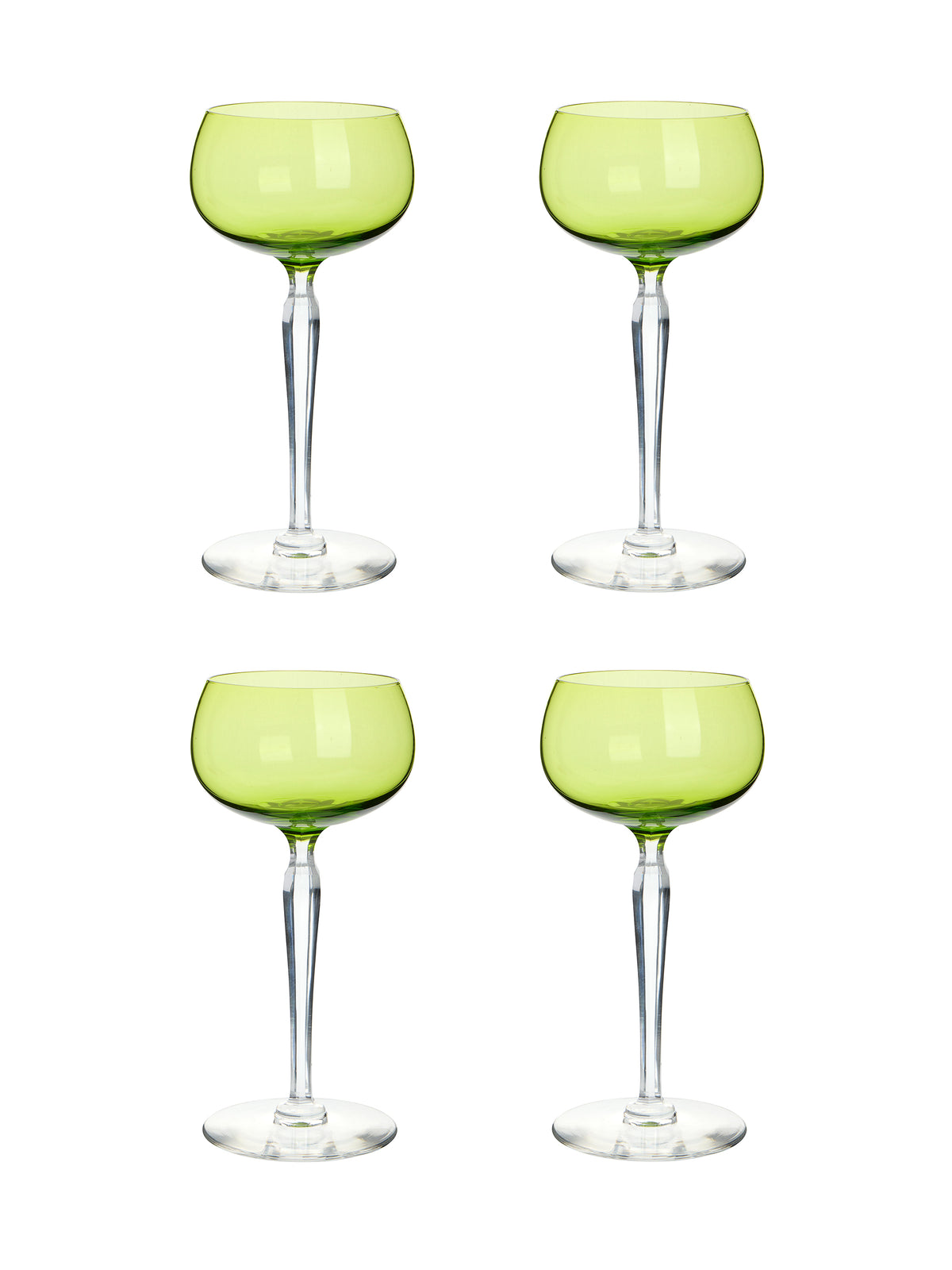 Vintage 1940s Val Saint Lambert Chartruese Cocktail Glasses Set of Four Weston Table