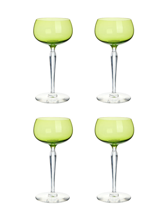 Vintage 1940s Val Saint Lambert Chartreuse Cocktail Glasses Set of Six Weston Table