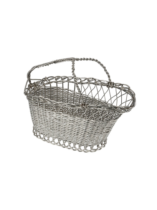 Vintage 1940s Woven Metal Wine Bottle Holder Weston Table