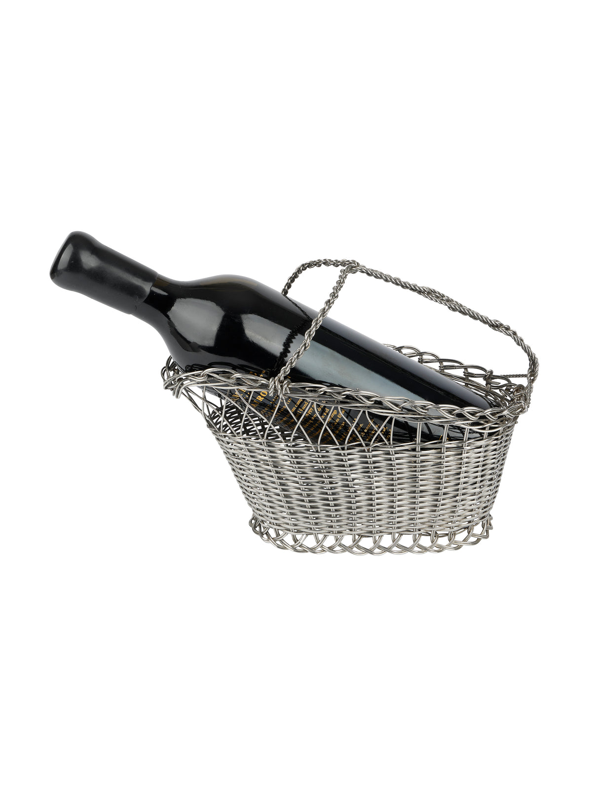 Vintage 1940s Woven Metal Wine Bottle Holder Weston Table