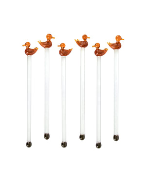  Vintage 1950s Amber Duck Cocktail Stirrers Weston Table 