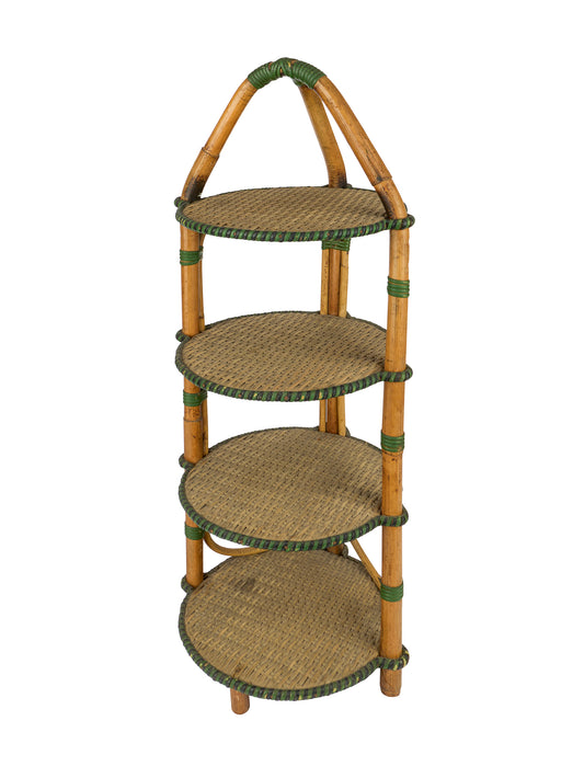Vintage 1950s Bamboo Four Tier Dessert Stand Weston Table