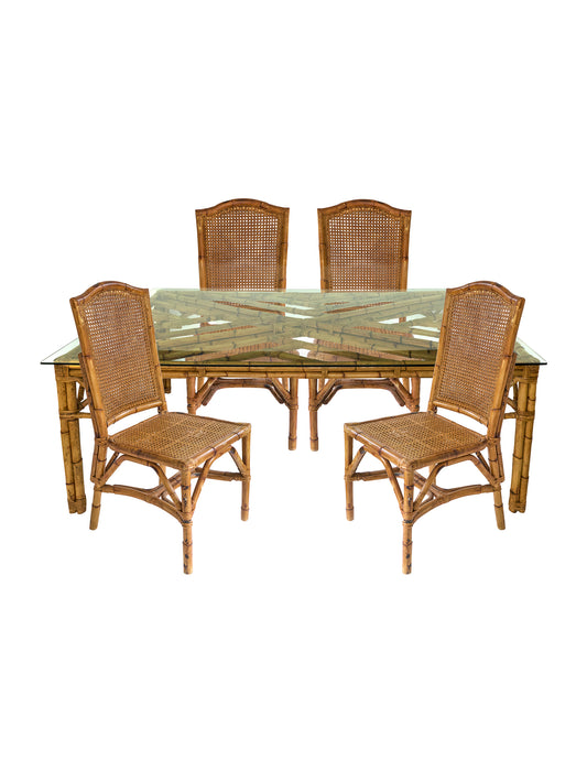 Vintage 1950s Bamboo Table and Chair Set Weston Table