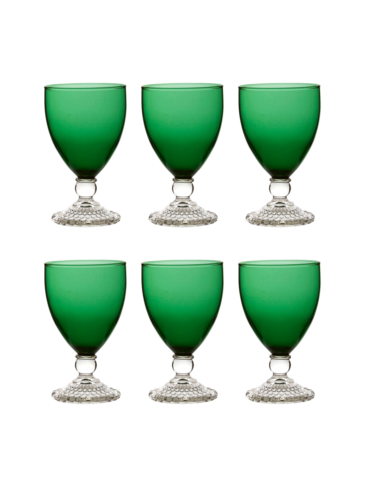 Vintage 1950s Boopie Green Glasses Large Set of Six Weston Table