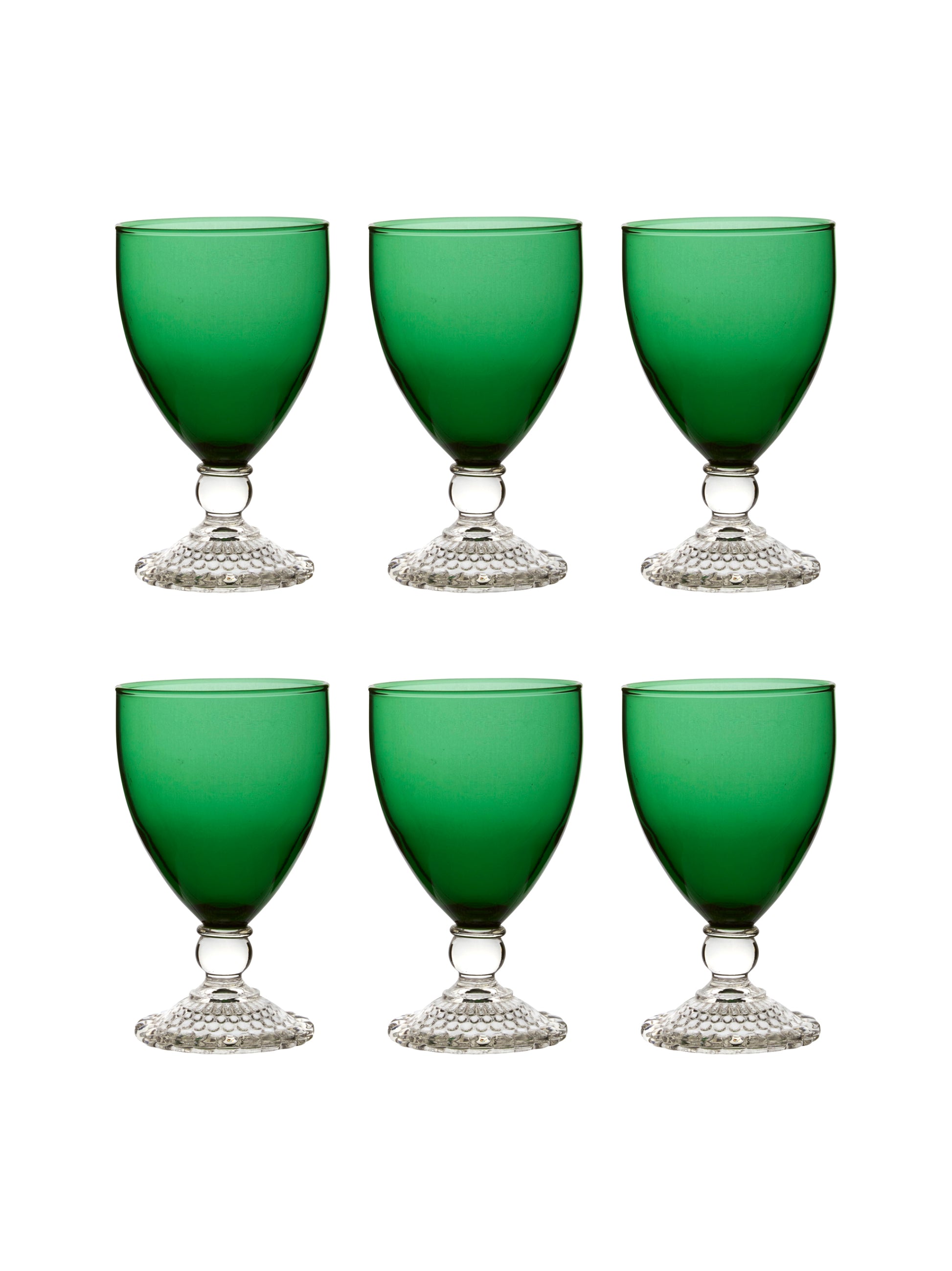 Vintage 1950s Boopie Green Glasses Large Set of Six Weston Table