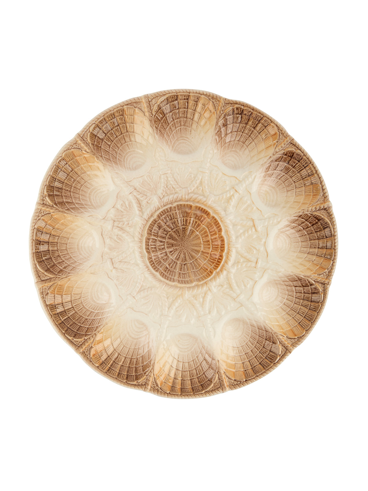Vintage 1950s Brown Ombre Sarreguemines Master Oyster Platter Two Weston Table